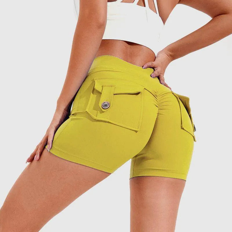 High Waist Hip Lifting Shorts With Pockets Quick Dry Yoga Fitness Sports Pants Summer Women Clothes - Anam Online