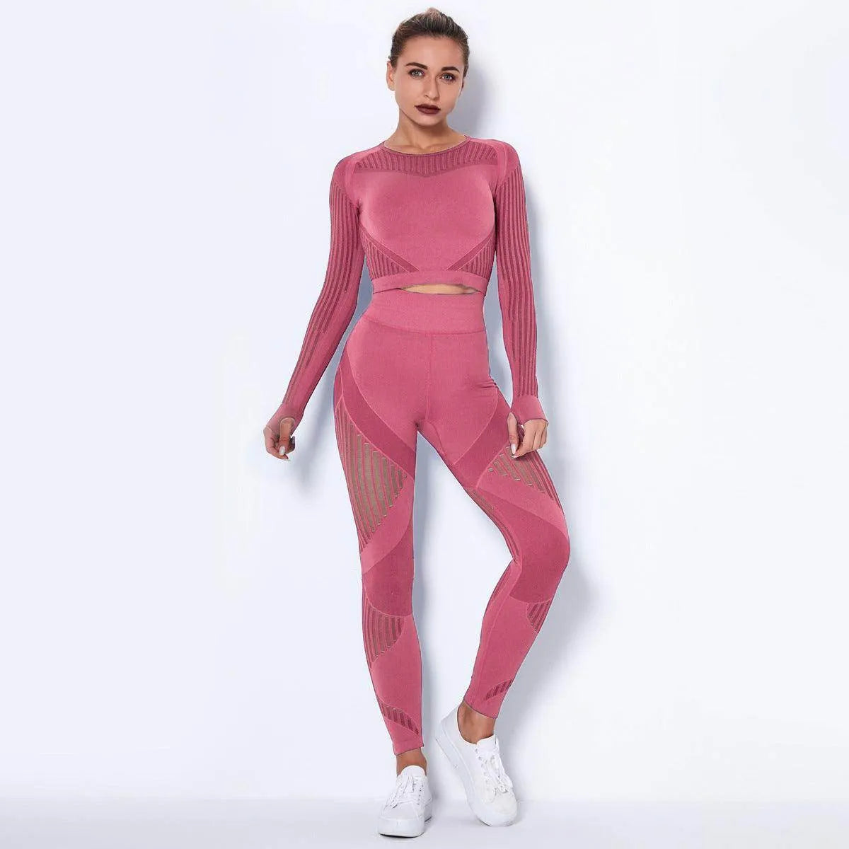 Seamless Knitted Absorbent Yoga Long-Sleeved Suit Yoga Wearsuit - Anam Online
