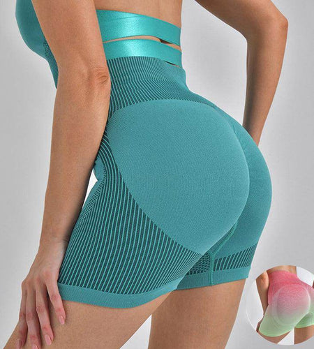 Striped Yoga Shorts High Waist Hip-lifting Tight Pants For Women Running Fitness Sports Leggings - Anam Online