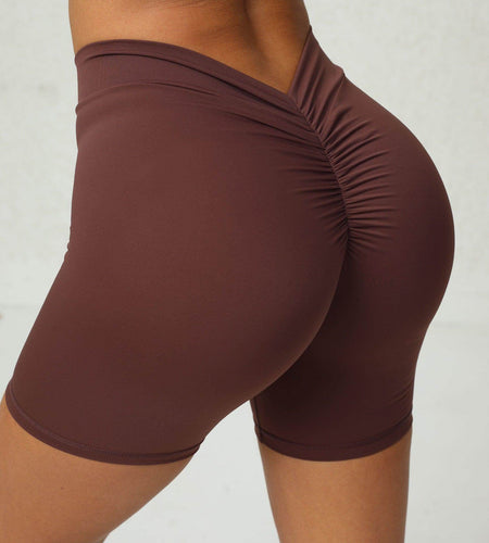 Back Waist Deep V-shaped Wrinkle Tight Yoga Shorts - Anam Online