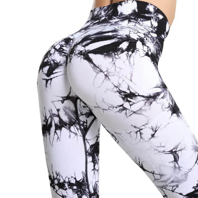 Fashion Tie Dye Printed Leggings High Waist Hip Lifting Tight Fitness Sports Yoga Pants For Women - Anam Online