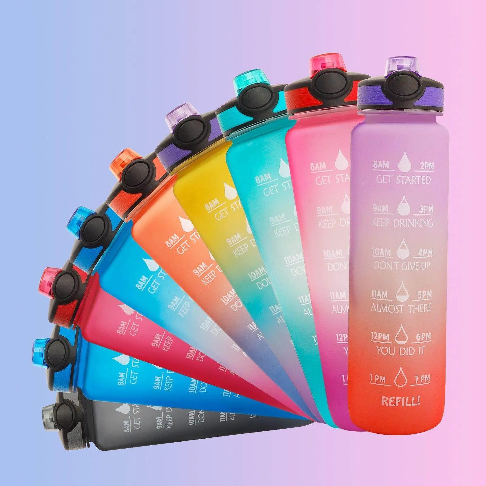 1L Tritan Water Bottle With Time Marker Bounce Cover Motivational Wate ...