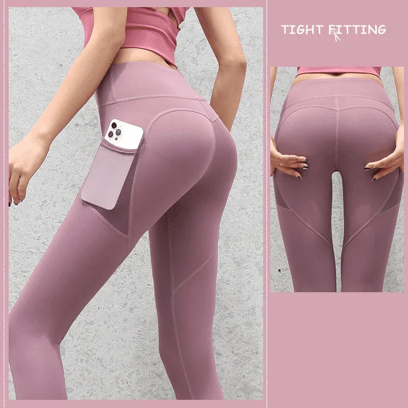 Gym Sport Seamless Leggings With Pockets Push Up High Waist Pants Women Fitness Running Yoga Pants Gym Sport Seamless Leggings - Anam Online