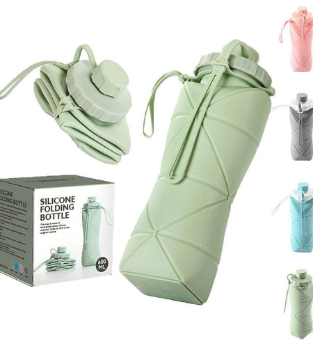 600ml Folding Silicone Water Bottle Sports Water Bottle Outdoor Travel Portable Water Cup Running Riding Camping Hiking Kettle - Anam Online