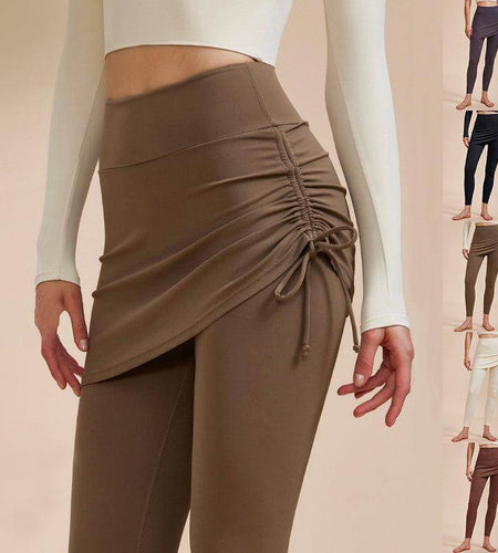 Short Skirt Design Yoga Pants Fake Two-piece Anti-exposure Butt-covering Seamless High-waisted Leggings For Dance Sports Fitness Pants - Anam Online