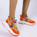 Mixed-Colour Lace-up Sneakers For Women Fashion Casual Lightweight Thick Bottom Running Sports Shoes - Anam Online