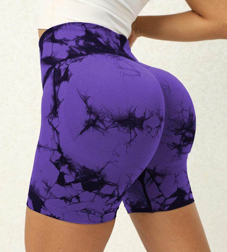 Tie-dye Printed Yoga Pants Summer Quick-drying Fitness Shorts Sexy High-waisted Hip-lifting Leggings Women Pants - Anam Online