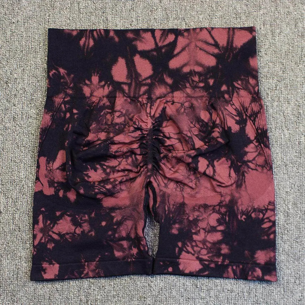 Tie-dye Printed Yoga Pants Summer Quick-drying Fitness Shorts Sexy High-waisted Hip-lifting Leggings Women Pants - Anam Online