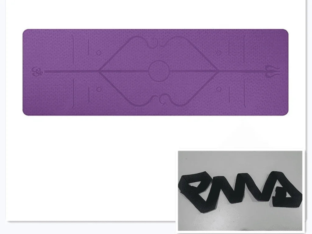 Non Slip TPE Yoga Mat Position Line Beginner - Anam Online
