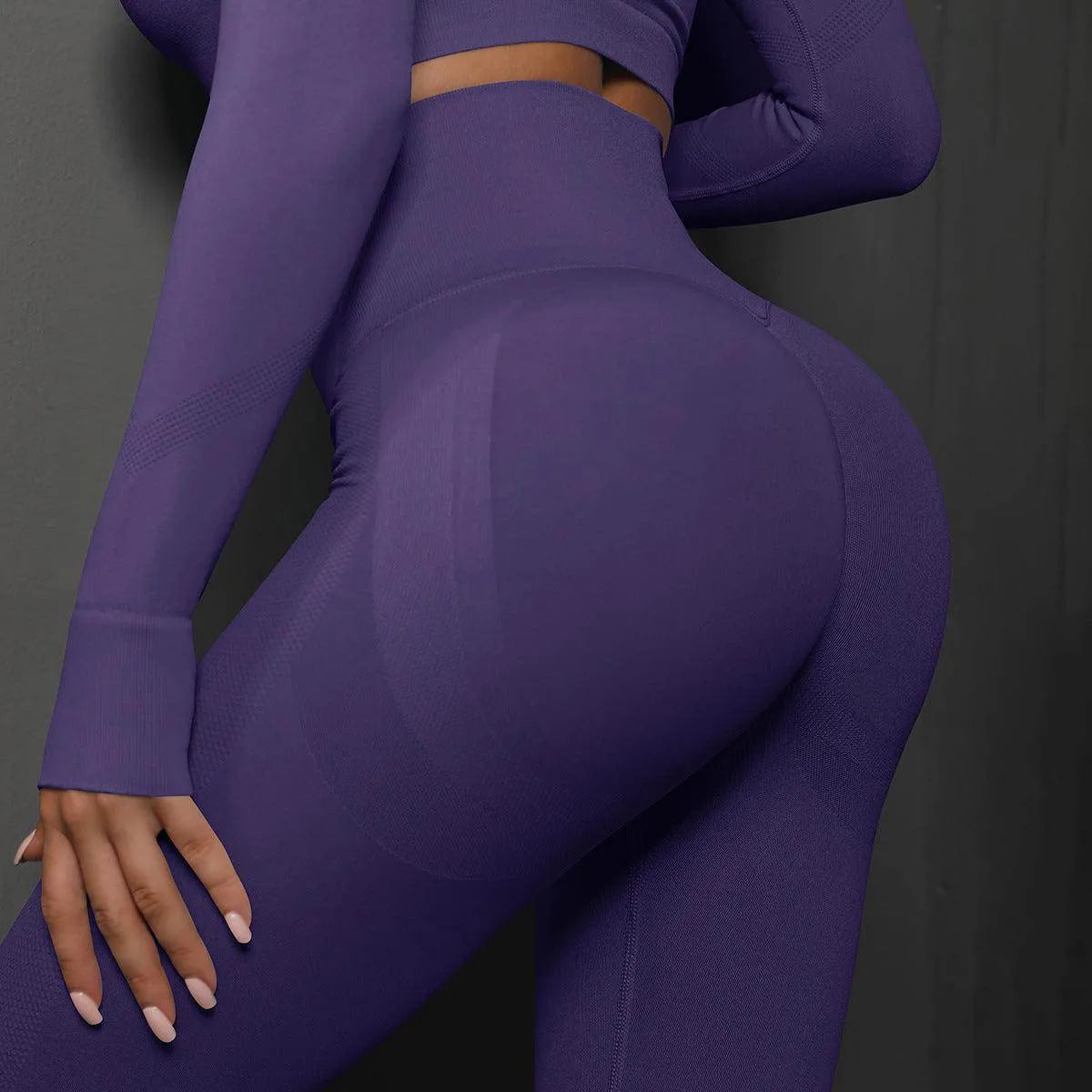 High Waist Seamless Yoga Pants Women's Solid Colour Full Length Leggings Fitness Hip Up Running Sport Gym Legging Outfits - Anam Online