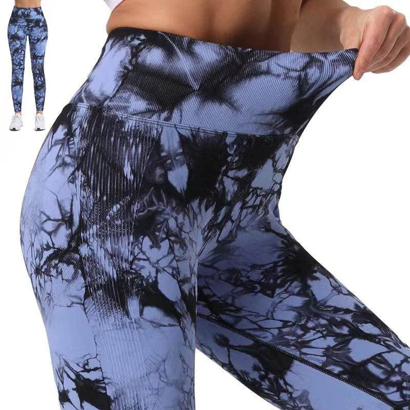 Fashion Tie Dye Printed Leggings High Waist Hip Lifting Tight Fitness Sports Yoga Pants For Women - Anam Online