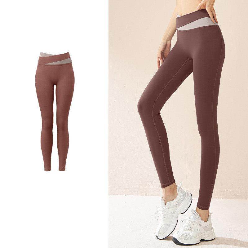 Spliced High Waist Yoga Pants Butt Lift Seamless Leggings Quick-drying Running Sports Fitness Pant For Women Clothing - Anam Online