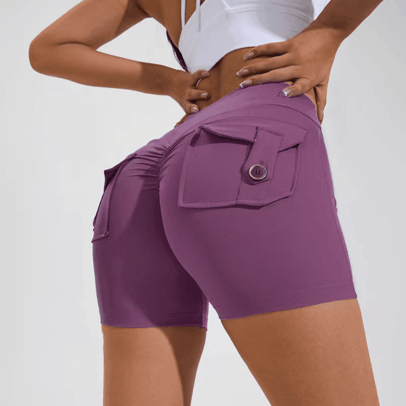 High Waist Hip Lifting Shorts With Pockets Quick Dry Yoga Fitness Sports Pants Summer Women Clothes - Anam Online