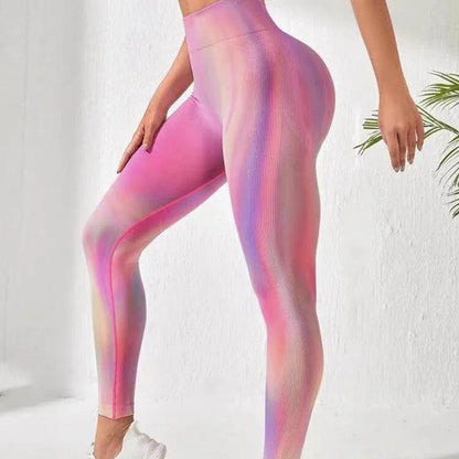 New Tie Dye Aurora Print Sports Pants Seamless High Waisted Fitness Yoga Pants For Women Gym Running Sweatpants Trousers - Anam Online