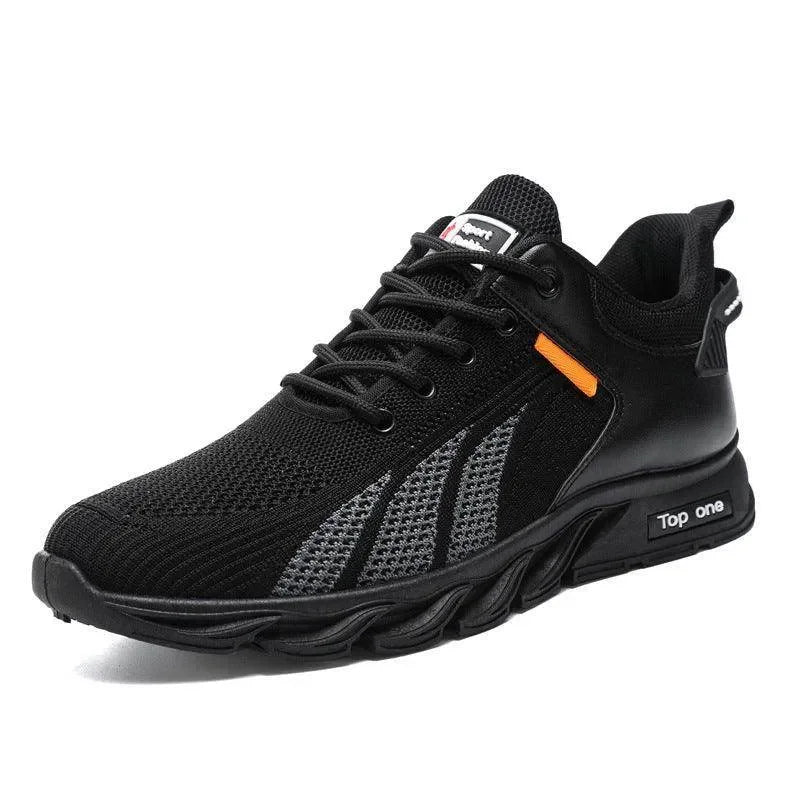 Men's Mesh Shoes Fashion Fly Knit Colour-block Lace-up Sneakers Casual Lightweight Breathable Sports Shoes - Anam Online