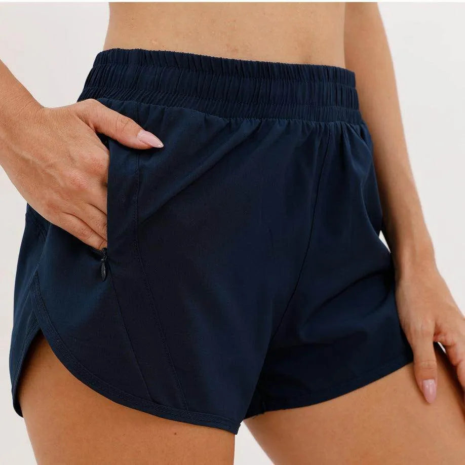 Summer Sports Shorts With Zipper Pockets Breathable Loose Anti-exposure Outdoor Running Fitness Pants For Women - Anam Online
