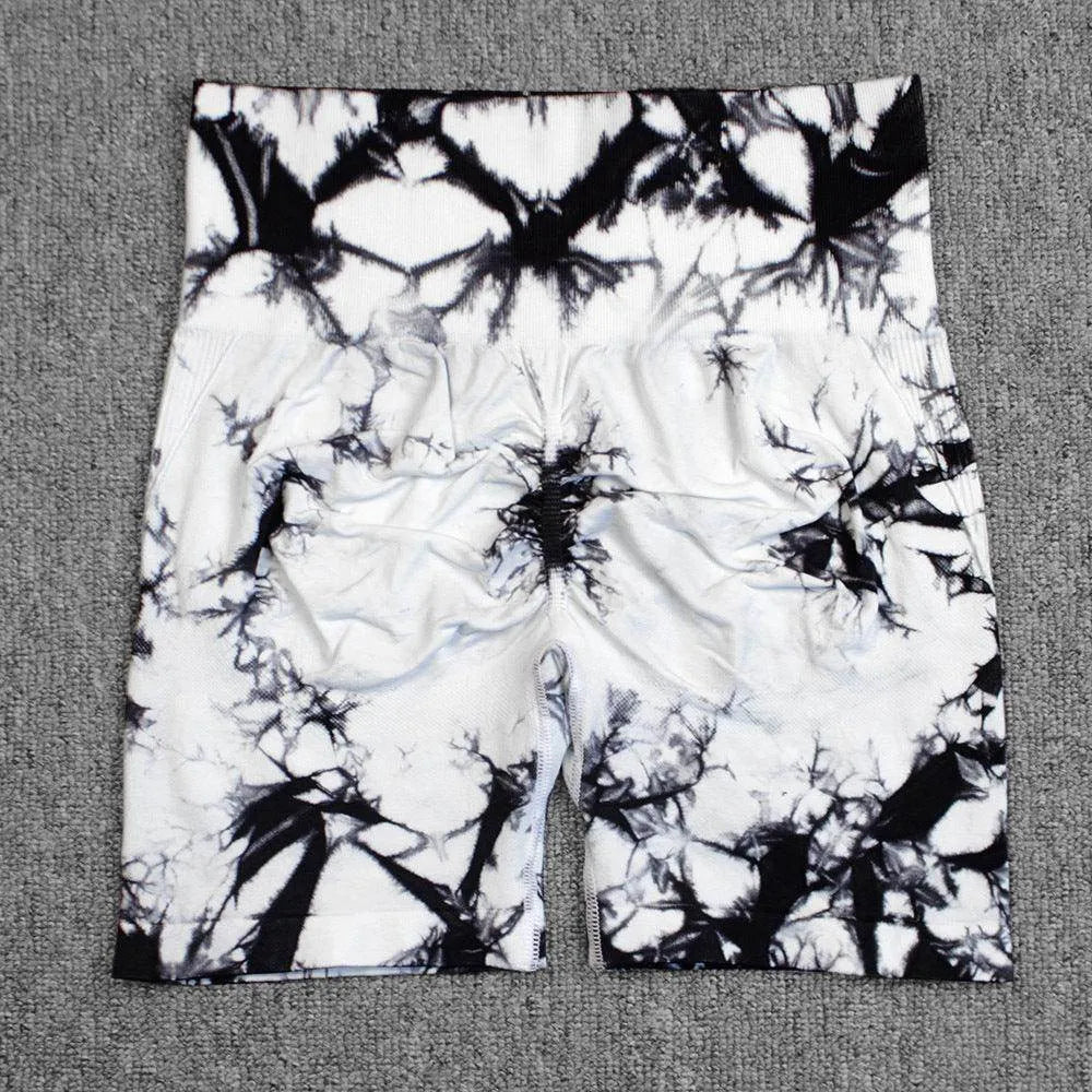 Tie-dye Printed Yoga Pants Summer Quick-drying Fitness Shorts Sexy High-waisted Hip-lifting Leggings Women Pants - Anam Online