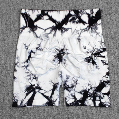 Tie-dye Printed Yoga Pants Summer Quick-drying Fitness Shorts Sexy High-waisted Hip-lifting Leggings Women Pants - Anam Online