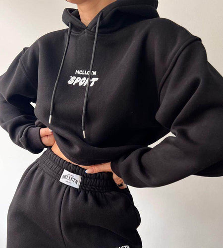 Long Sleeve Hooded Printed Sweater Trousers Suit - Anam Online