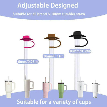 Straw Covers Cap Novelty Sturdy Straw Toppers Reusable Cowboy Hat Shaped - Anam Online