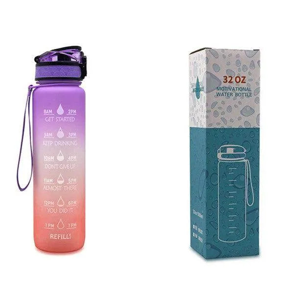 1L Tritan Water Bottle With Time Marker Bounce Cover Motivational Water Bottle Cycling Leakproof Cup For Sports Fitness Bottles - Anam Online