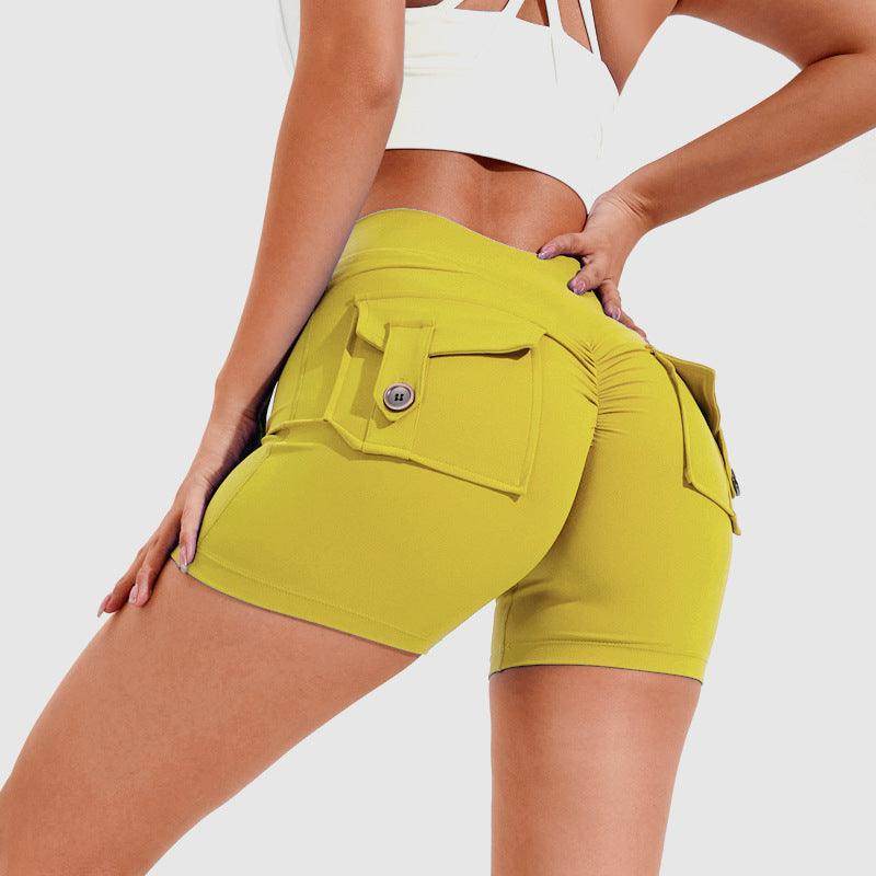 High Waist Hip Lifting Shorts With Pockets Quick Dry Yoga Fitness Sports Pants Summer Women Clothes - Anam Online