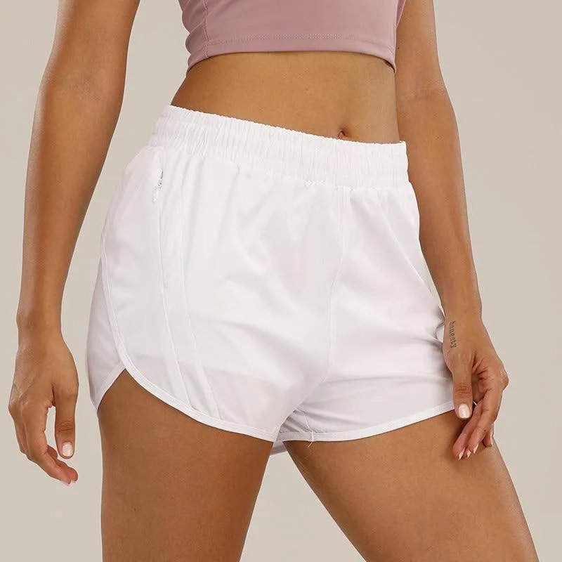 Summer Sports Shorts With Zipper Pockets Breathable Loose Anti-exposure Outdoor Running Fitness Pants For Women - Anam Online