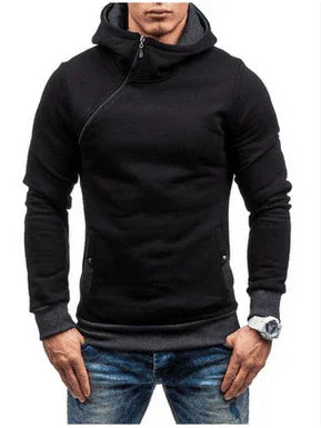 Brand Hoodie Oblique Zipper Solid Colour Hoodies Men Fashion Tracksuit Male Sweatshirt Hoody Mens - Anam Online