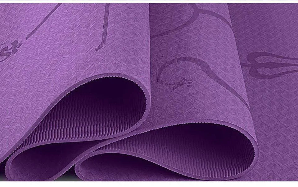 Non Slip TPE Yoga Mat Position Line Beginner - Anam Online