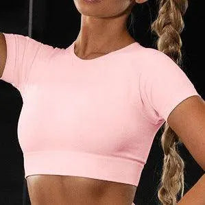 Seamless Yoga Sport Set Fitness Women Running Leggings Short Sleeve Tops - Anam Online