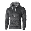 Gray hoodie with white drawstrings on a white background