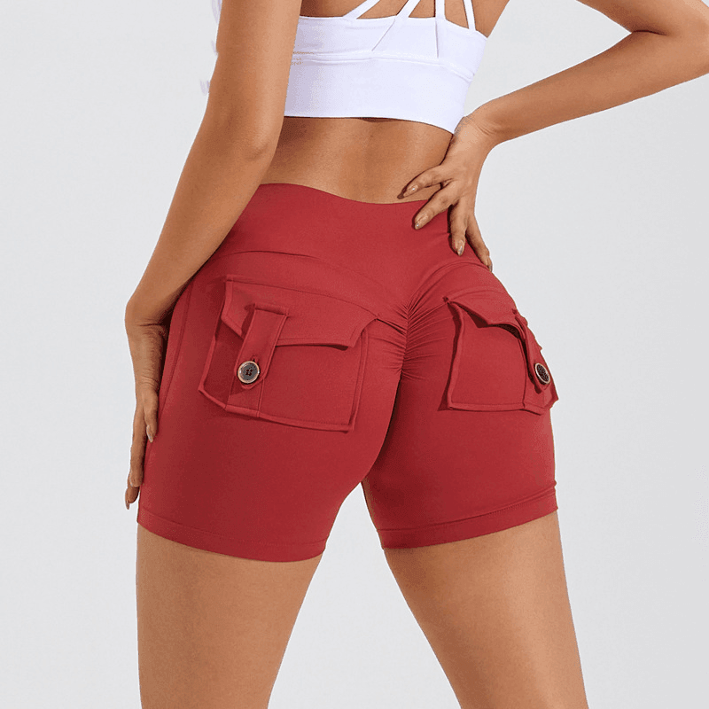High Waist Hip Lifting Shorts With Pockets Quick Dry Yoga Fitness Sports Pants Summer Women Clothes - Anam Online