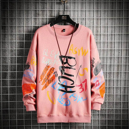 SingleRoad Mens Crewneck Sweatshirt Men Harajuku Oversized Japanese Streetwear Hip Hop Black Hoodie Men Sweatshirts Hoodies - Anam Online