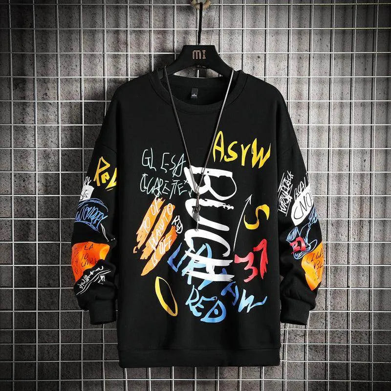 SingleRoad Mens Crewneck Sweatshirt Men Harajuku Oversized Japanese Streetwear Hip Hop Black Hoodie Men Sweatshirts Hoodies - Anam Online
