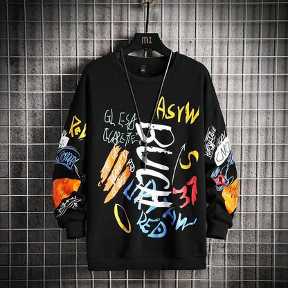 SingleRoad Mens Crewneck Sweatshirt Men Harajuku Oversized Japanese Streetwear Hip Hop Black Hoodie Men Sweatshirts Hoodies - Anam Online