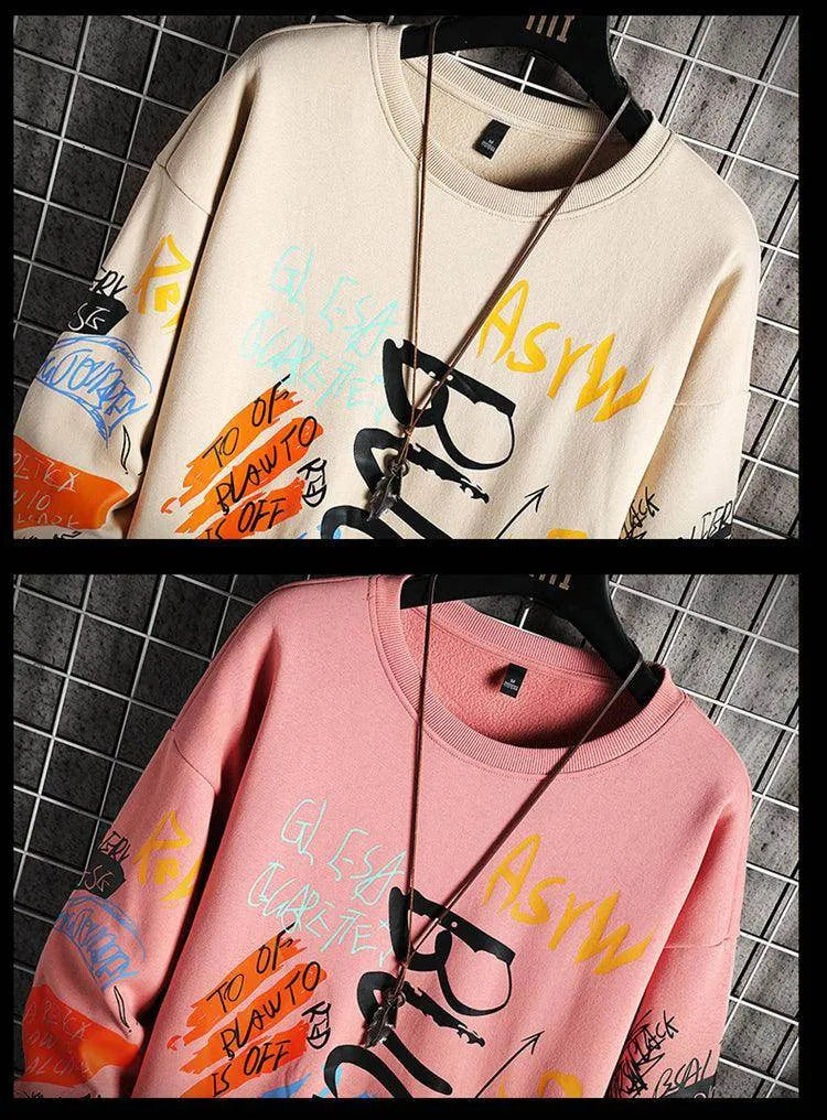 SingleRoad Mens Crewneck Sweatshirt Men Harajuku Oversized Japanese Streetwear Hip Hop Black Hoodie Men Sweatshirts Hoodies - Anam Online