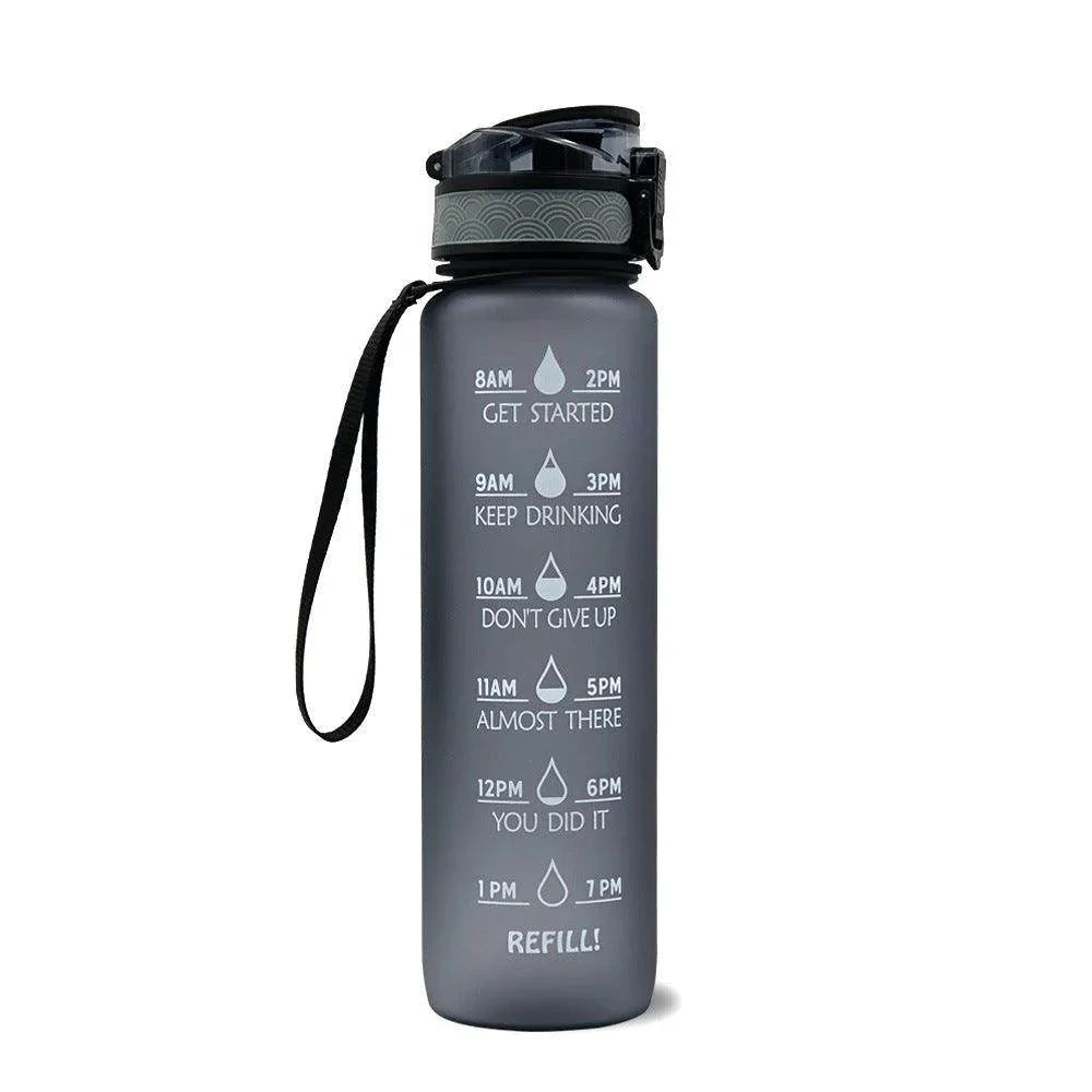 1L Tritan Water Bottle With Time Marker Bounce Cover Motivational Water Bottle Cycling Leakproof Cup For Sports Fitness Bottles - Anam Online