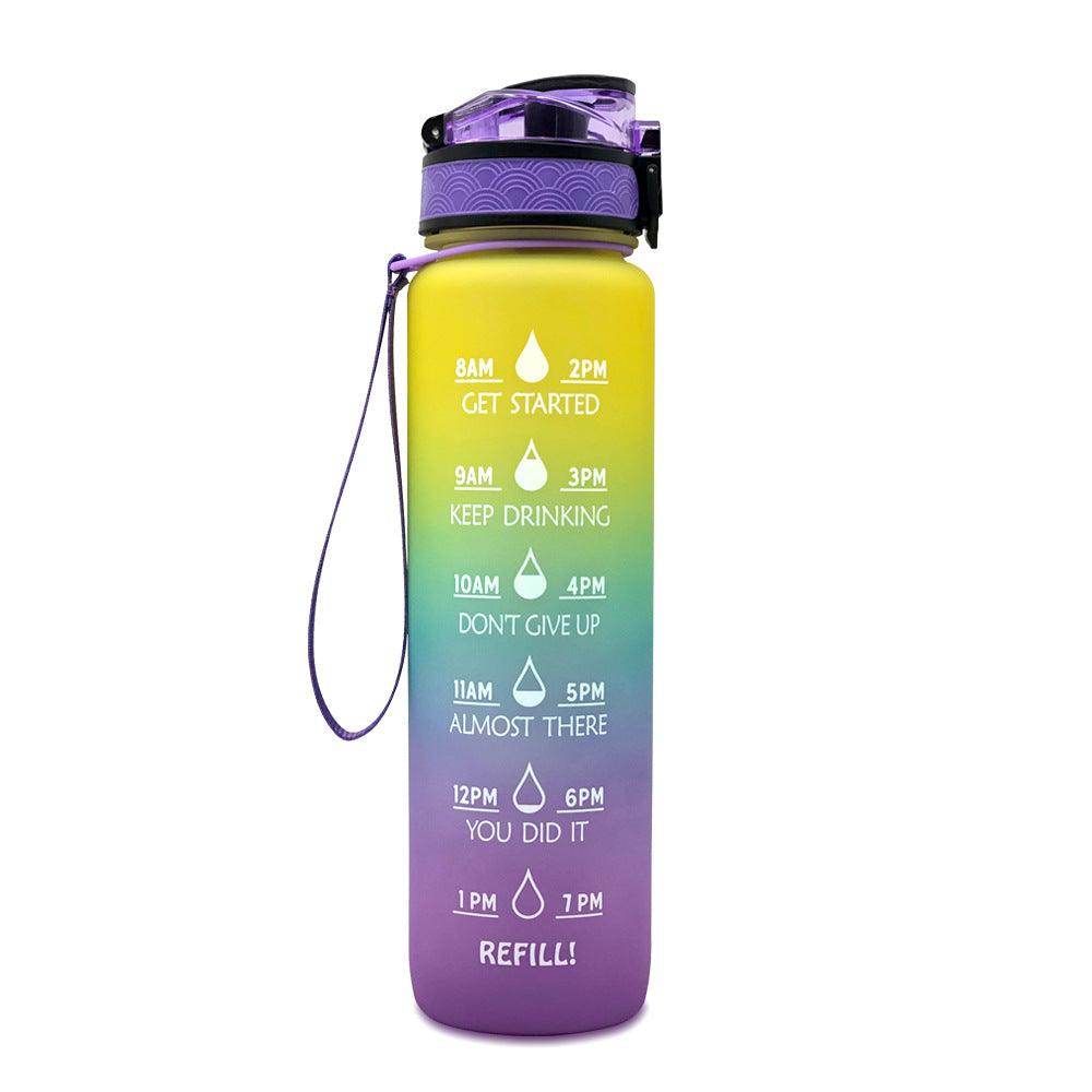 1L Tritan Water Bottle With Time Marker Bounce Cover Motivational Water Bottle Cycling Leakproof Cup For Sports Fitness Bottles - Anam Online