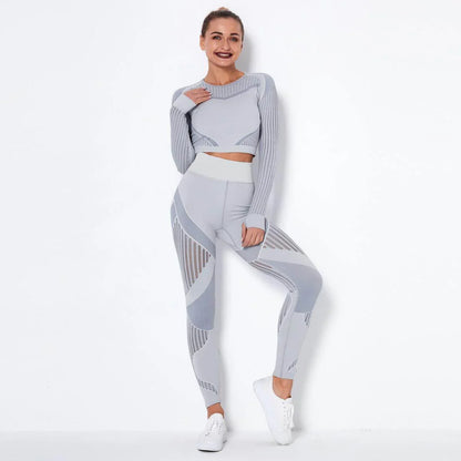 Seamless Knitted Absorbent Yoga Long-Sleeved Suit Yoga Wearsuit - Anam Online
