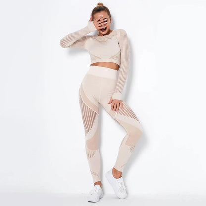 Seamless Knitted Absorbent Yoga Long-Sleeved Suit Yoga Wearsuit - Anam Online