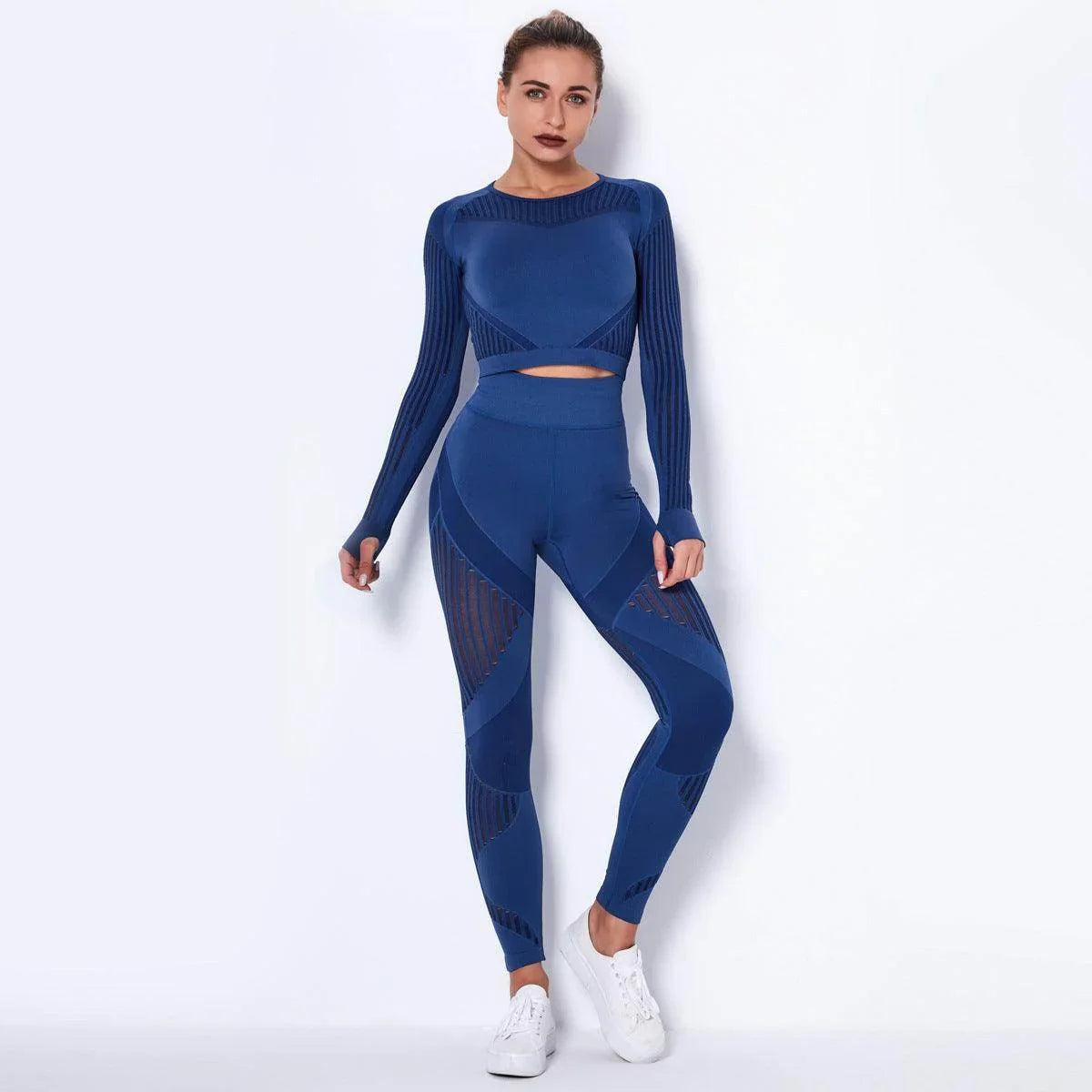 Seamless Knitted Absorbent Yoga Long-Sleeved Suit Yoga Wearsuit - Anam Online