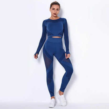 Seamless Knitted Absorbent Yoga Long-Sleeved Suit Yoga Wearsuit - Anam Online