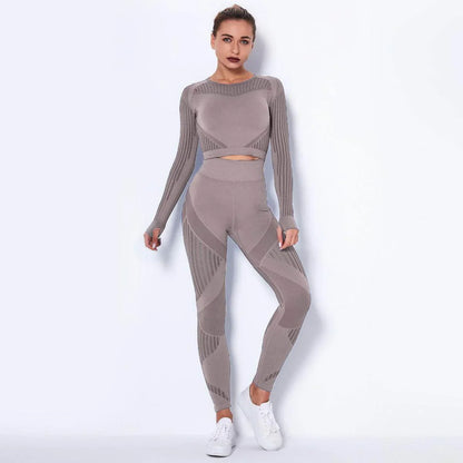 Seamless Knitted Absorbent Yoga Long-Sleeved Suit Yoga Wearsuit - Anam Online