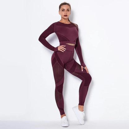 Seamless Knitted Absorbent Yoga Long-Sleeved Suit Yoga Wearsuit - Anam Online