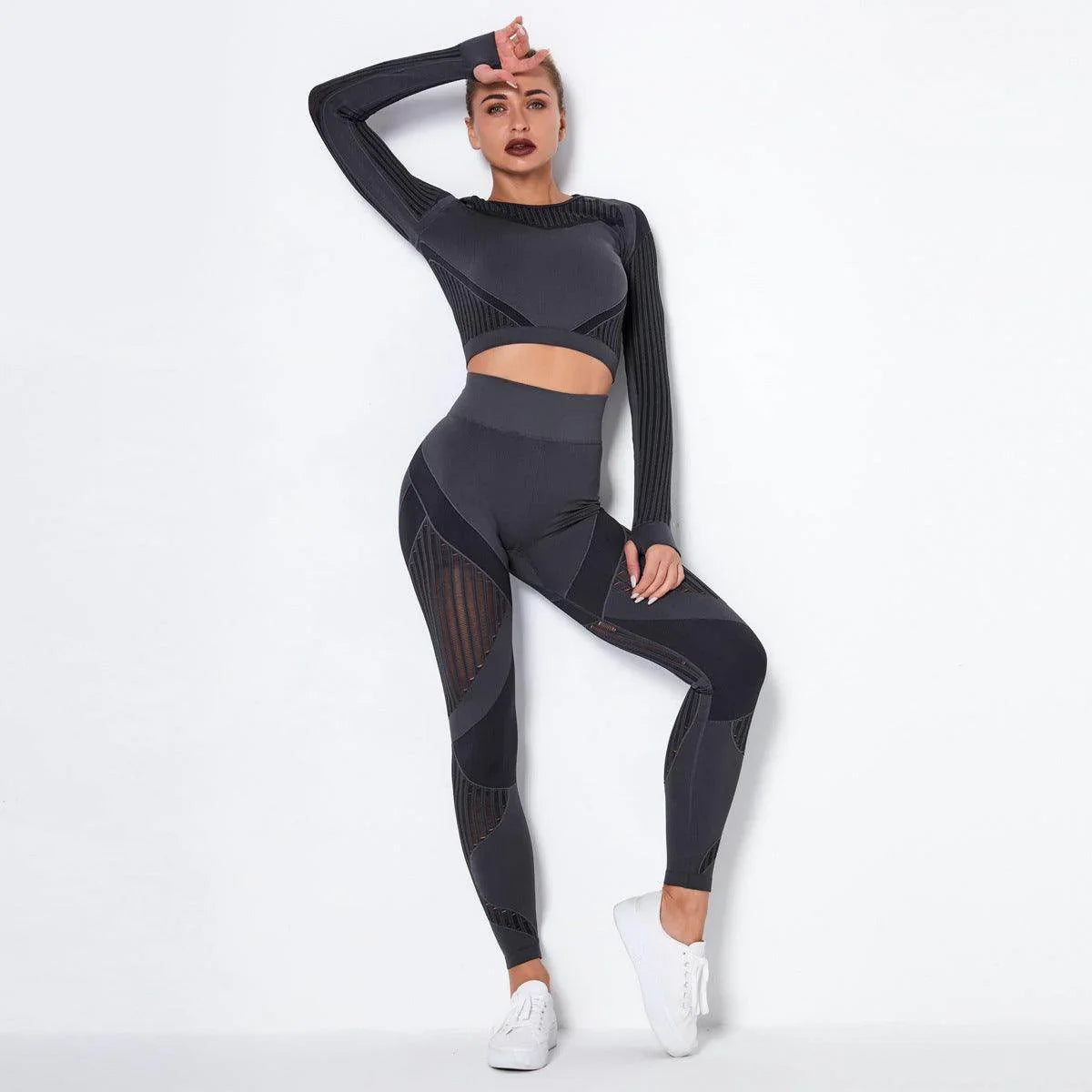 Seamless Knitted Absorbent Yoga Long-Sleeved Suit Yoga Wearsuit - Anam Online