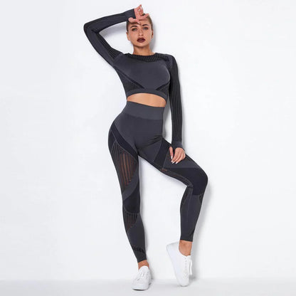 Seamless Knitted Absorbent Yoga Long-Sleeved Suit Yoga Wearsuit - Anam Online