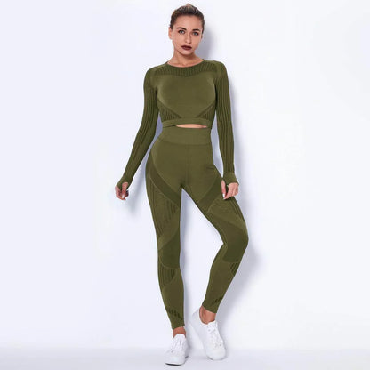 Seamless Knitted Absorbent Yoga Long-Sleeved Suit Yoga Wearsuit - Anam Online