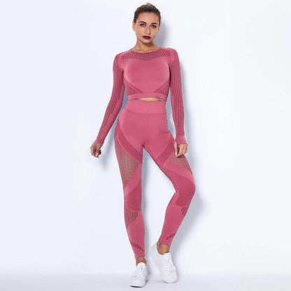 Seamless Knitted Absorbent Yoga Long-Sleeved Suit Yoga Wearsuit - Anam Online