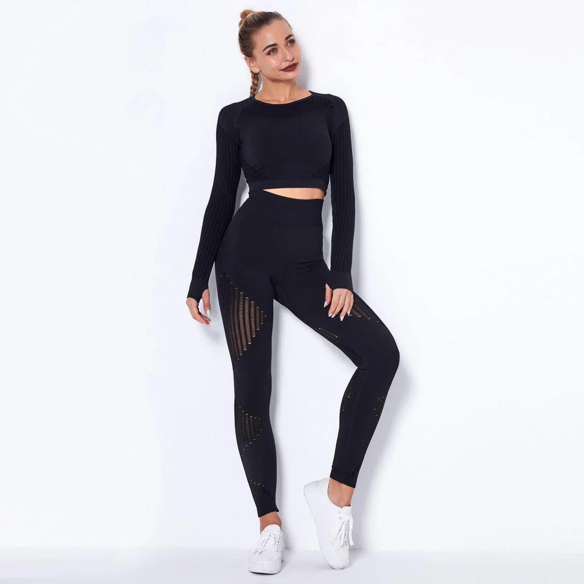 Seamless Knitted Absorbent Yoga Long-Sleeved Suit Yoga Wearsuit - Anam Online