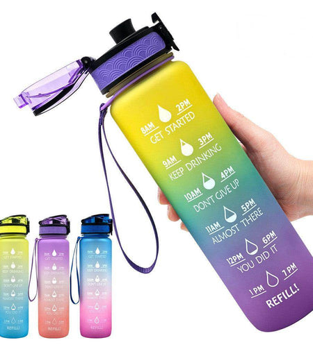 1L Tritan Water Bottle With Time Marker Bounce Cover Motivational Water Bottle Cycling Leakproof Cup For Sports Fitness Bottles - Anam Online